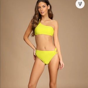 One shoulder lime bikini top xs bathing suit